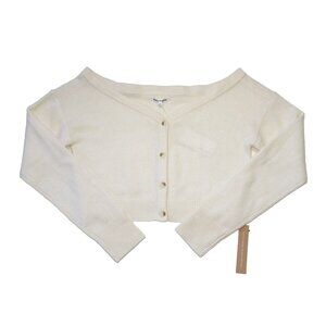 NWT Reformation Millie Cashmere Off The Shoulder Cardigan in Gossamer Sweater XL
